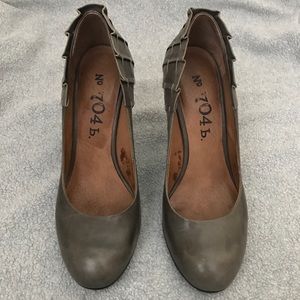 No. 704b Gray Esther Pleated Chunky Heel Pumps Size 6.5 Retro Rockabilly